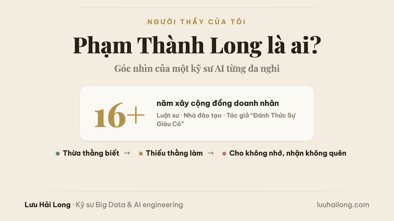 Phạm Thành Long là ai? Người thầy kéo tôi ra khỏi những ngày 15 tiếng ngồi debug